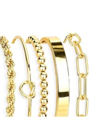 Anthropologie New! 14K Gold Plated Bracelet Stack Set